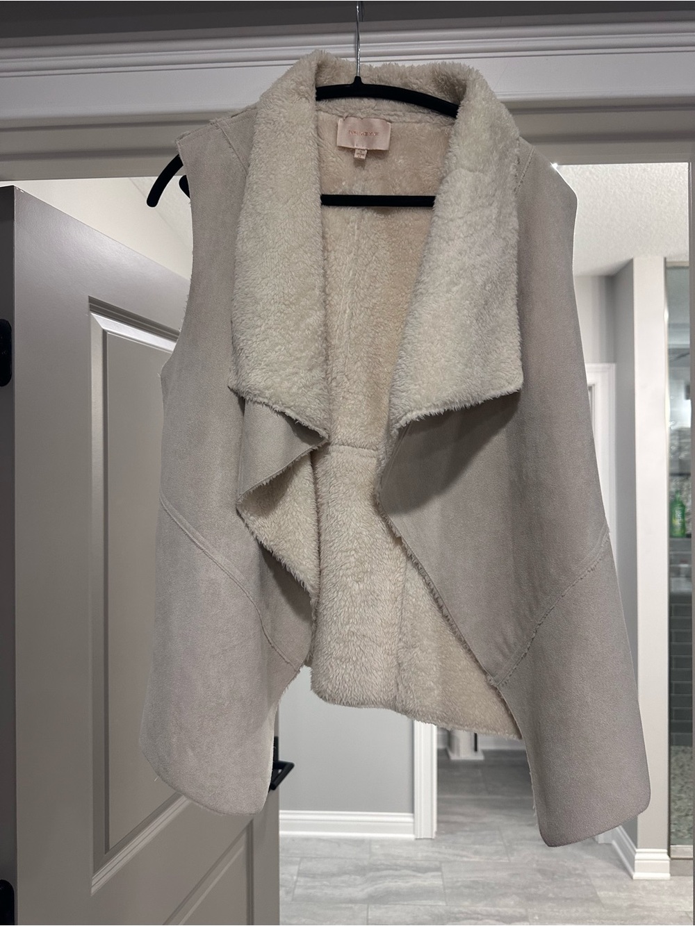 Skies Are Blue Cream Sherpa Draped Vest